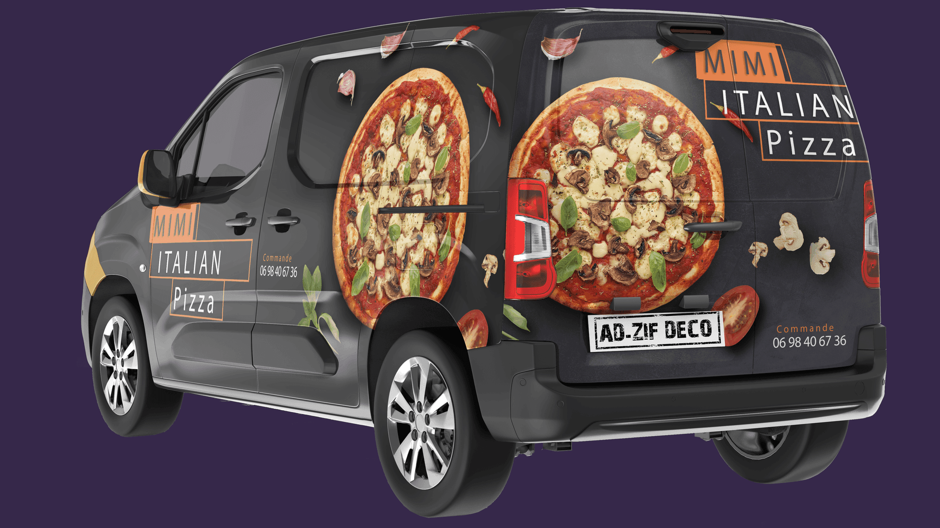 Marquage véhicule restaurant Mimi Pizza Isère